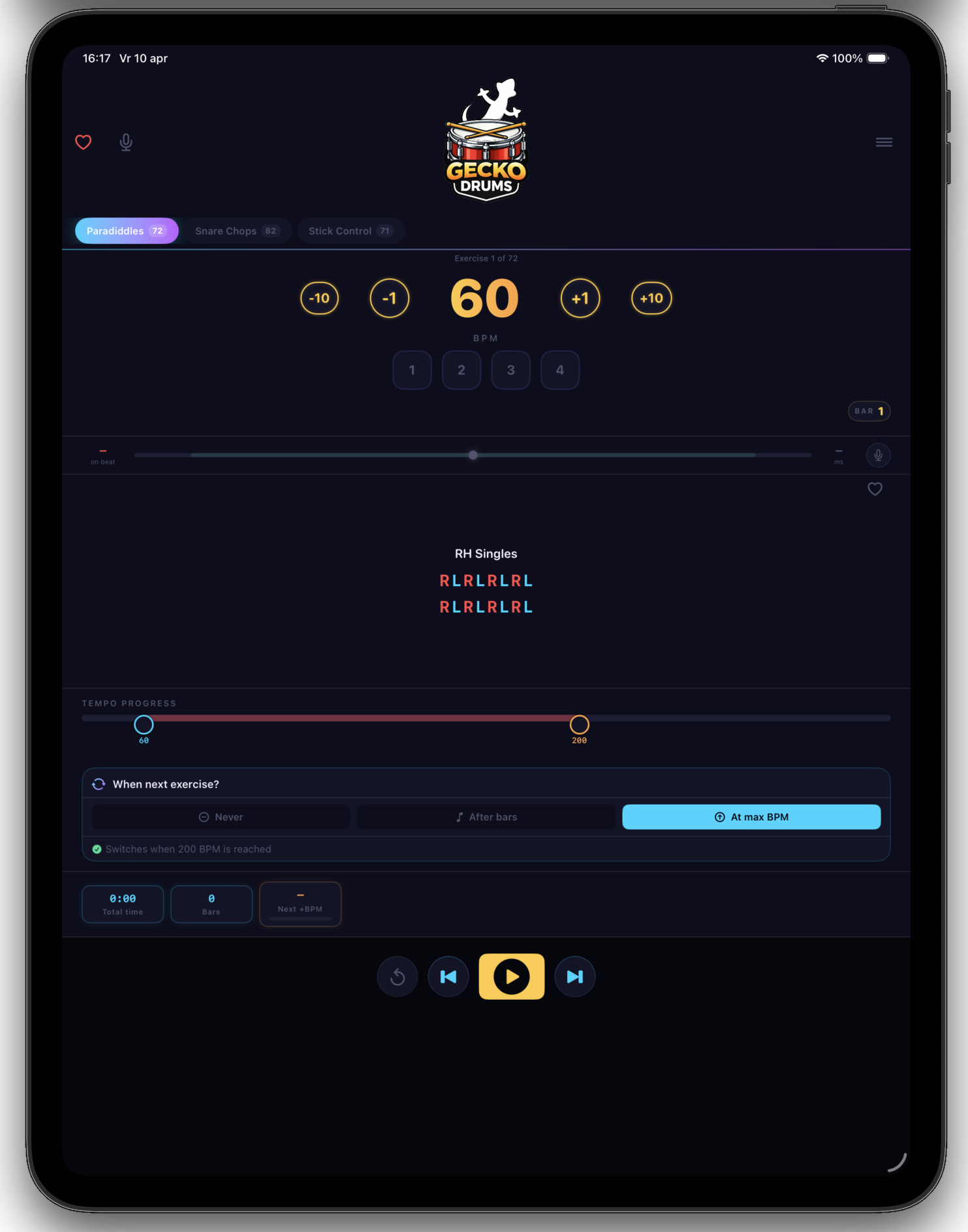 Gecko Drums on iPad