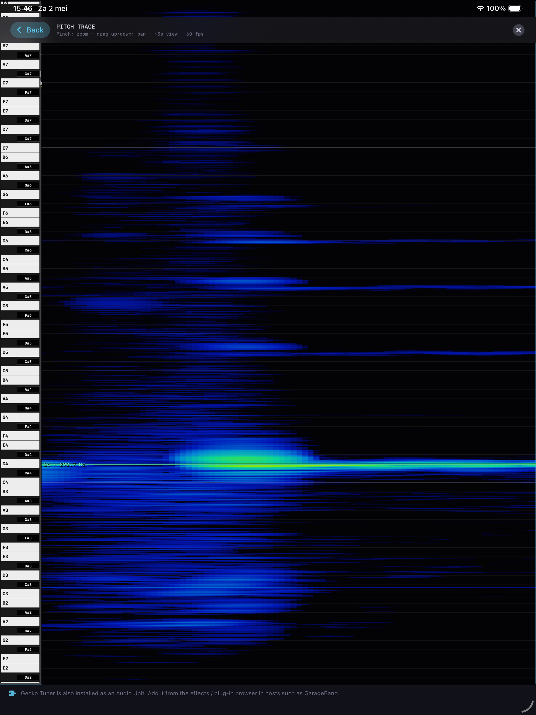 Gecko Tuner on Mac — spectrogram